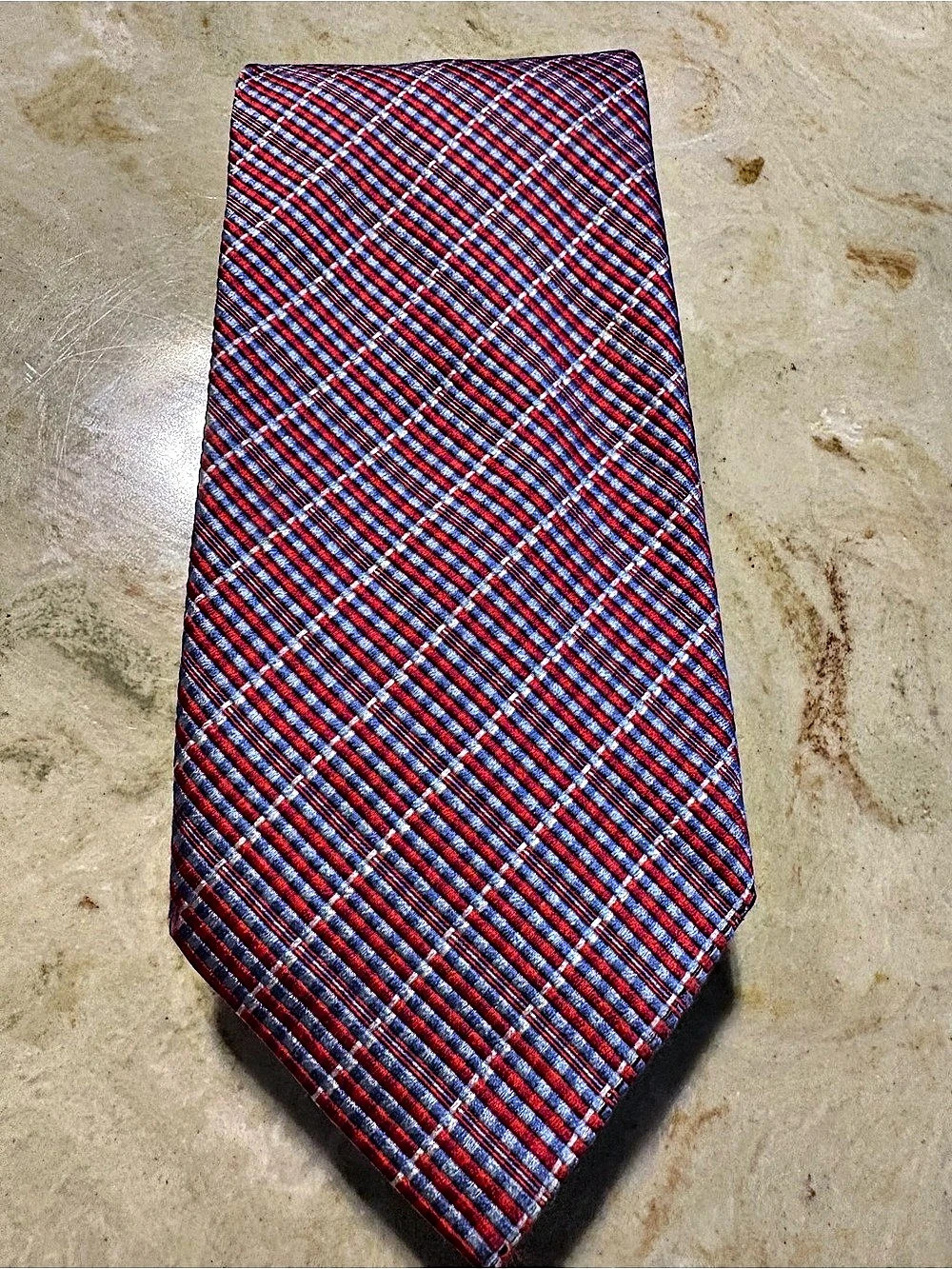Canali Silk Plaid Tie in Red & Blue